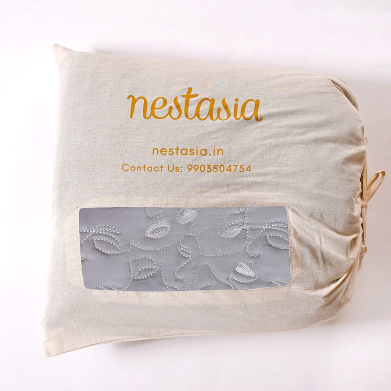 Luxury Embroidered King Size Bed Cover Grey