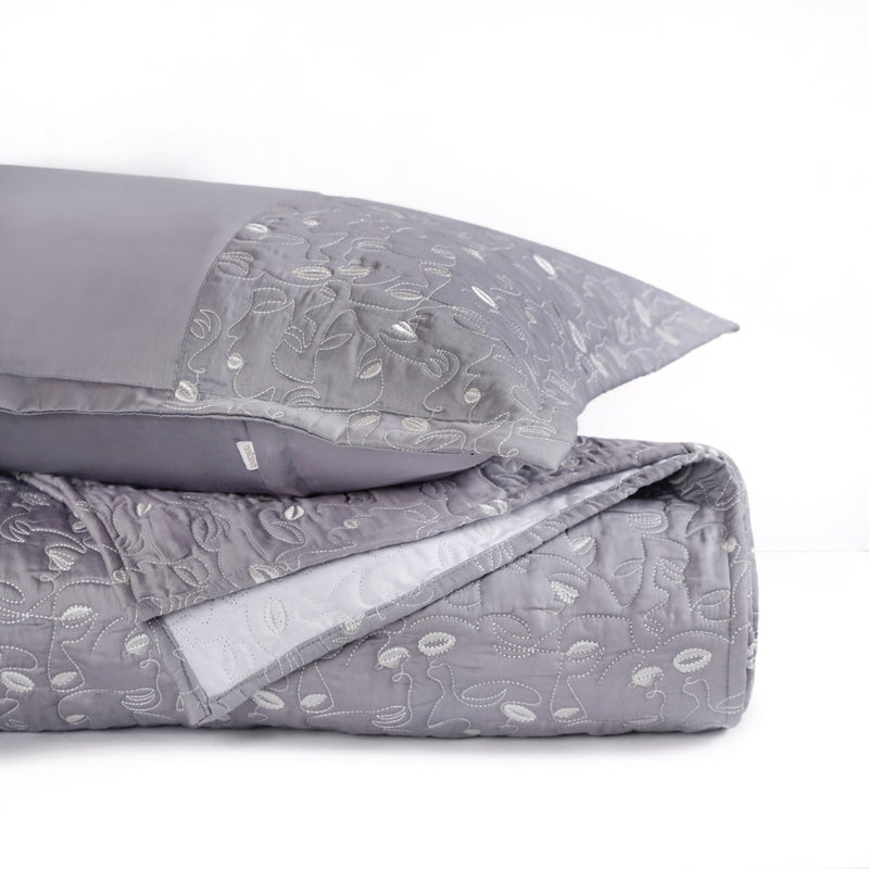 Luxury Embroidered King Size Bed Cover Grey
