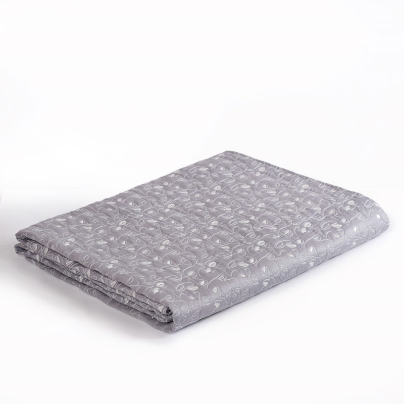 Luxury Embroidered King Size Bed Cover Grey