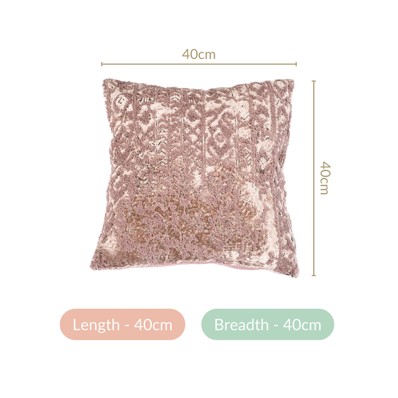 Luxury Mauve Ice Crush Square Cushion Cover 15x15 Inch