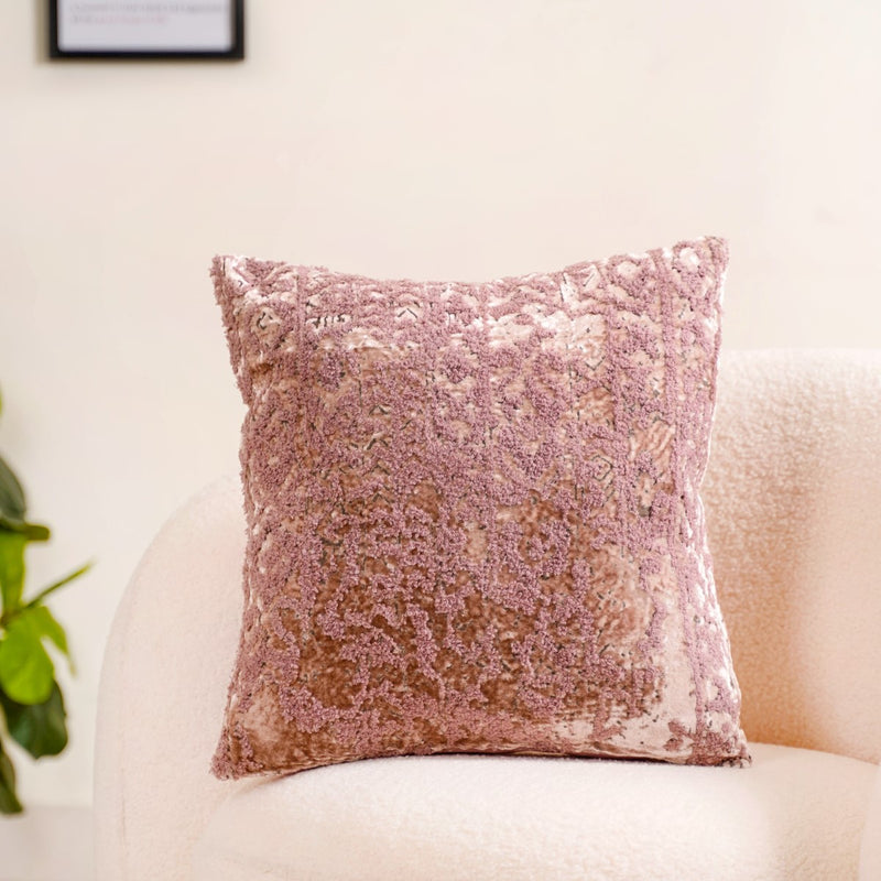 Luxury Mauve Ice Crush Square Cushion Cover 15x15 Inch