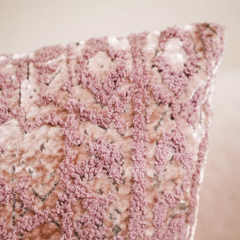 Luxury Mauve Ice Crush Square Cushion Cover 15x15 Inch