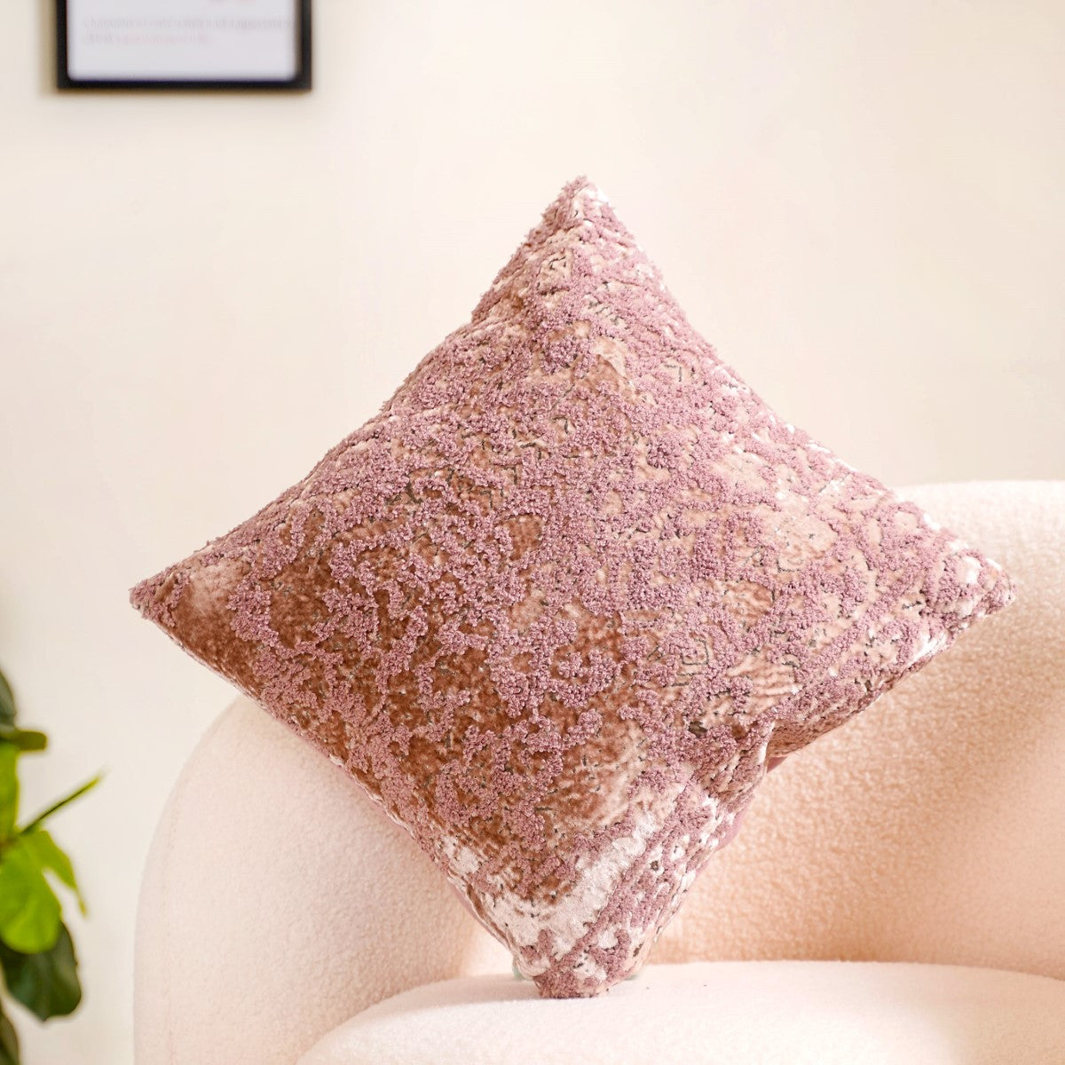 Luxury Mauve Ice Crush Square Cushion Cover 15x15 Inch Online Premium Cushion Cover Nestasia