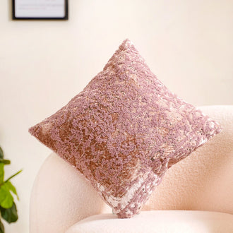 Luxury Mauve Ice Crush Square Cushion Cover 15x15 Inch