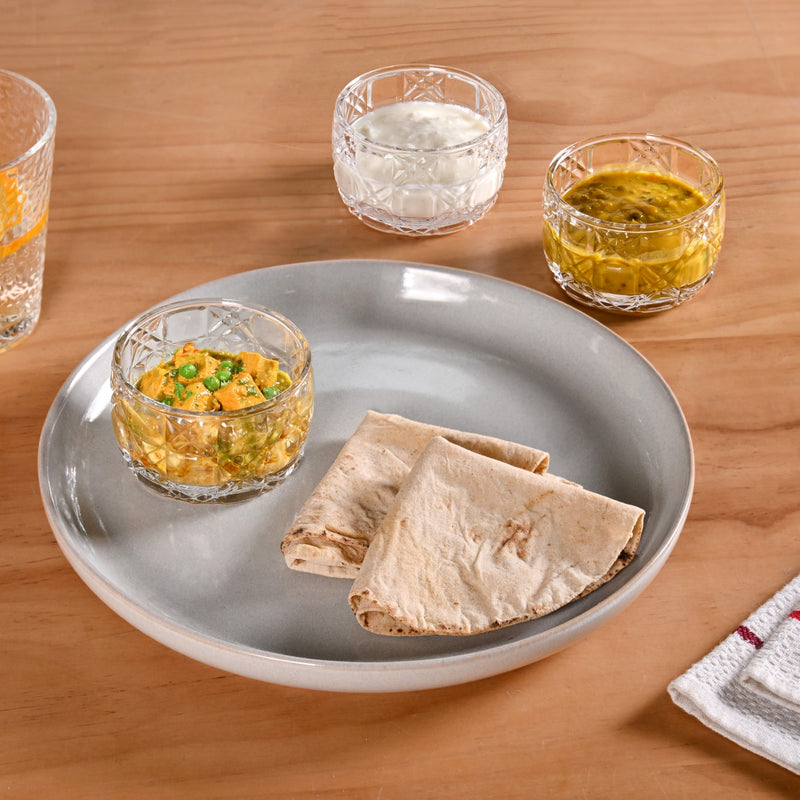 Luxury Embossed Glass Bowl Set Of 6 160ml