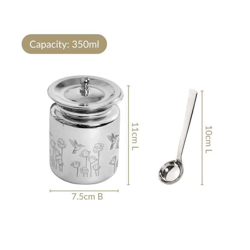 Garden Engraved Ghee Pot With Spoon 350ml