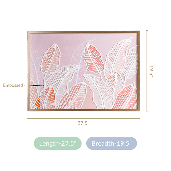 Leaf Paradise Embossed 3D Framed Wall Art 27x19 Inch