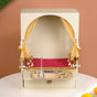 Mahima Pooja Mandir Small With Aasan Puja Thali And Curtain Set
