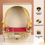 Mahima Pooja Mandir Small With Aasan Puja Thali And Curtain Set
