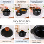Maison Black Ceramic Clay Pot For Cooking 2200ml