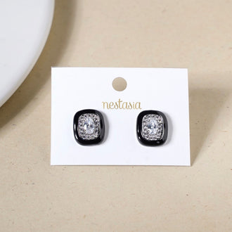 Majestic Stone Halo Stud Earrings