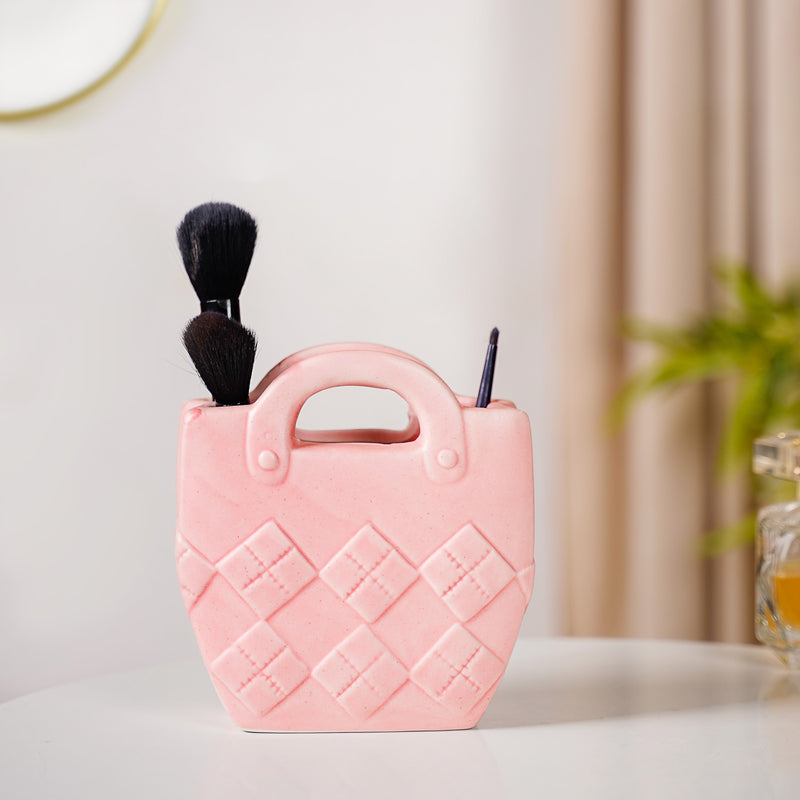 Ceramic Bag Shaped Organizer Pink