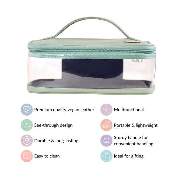 Sage Green Trendy Makeup Bag For Women