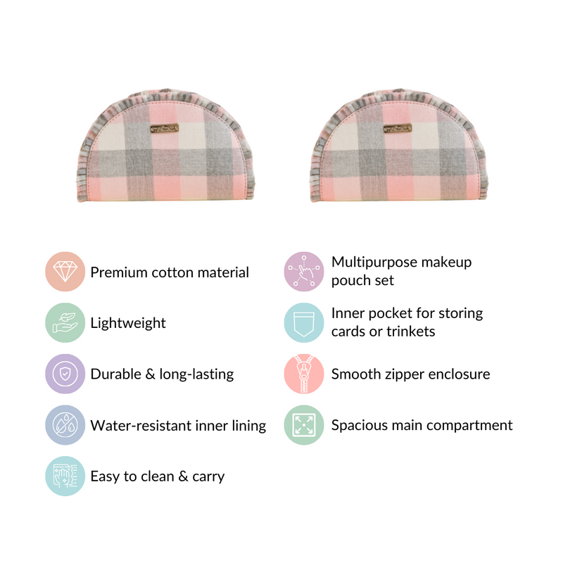 Chic Cotton Makeup Pouch Set Of 2 Pink