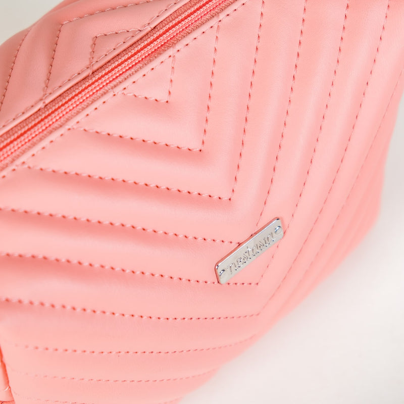 Peach Pink Vegan Leather Makeup Pouch Set Of 2