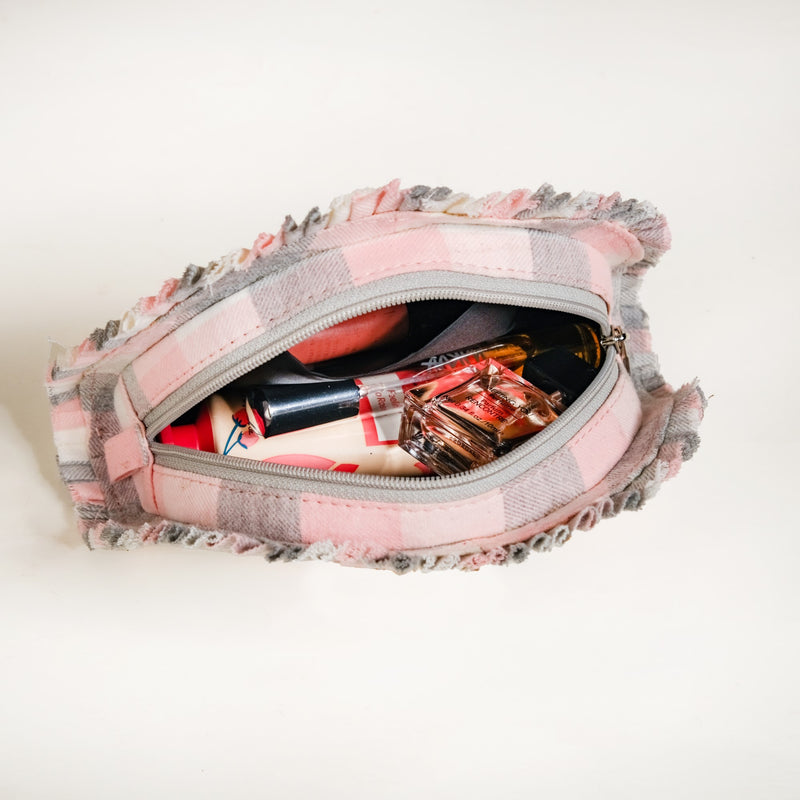 Chic Cotton Makeup Pouch Set Of 2 Pink