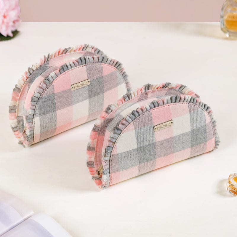 Chic Cotton Makeup Pouch Set Of 2 Pink
