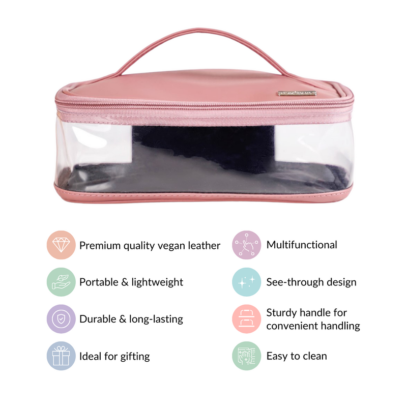 Chic Vegan Leather Toiletry Pouch Pink