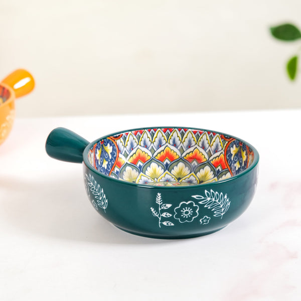 Mandala Melange Dish Bowl With Handle Green 600ml