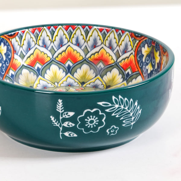 Mandala Melange Dish Bowl With Handle Green 600ml