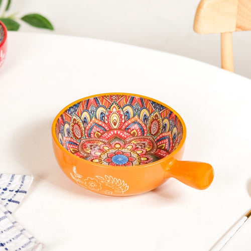 Mandala Melange Bowl With Handle Yellow 600ml
