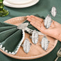 Mango Leaf Pure Brass Napkin Ring With Silver Polish Set Of 6