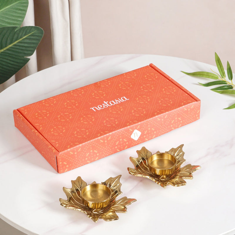 Maple Glow Aluminium Tealight Holder Set Of 2