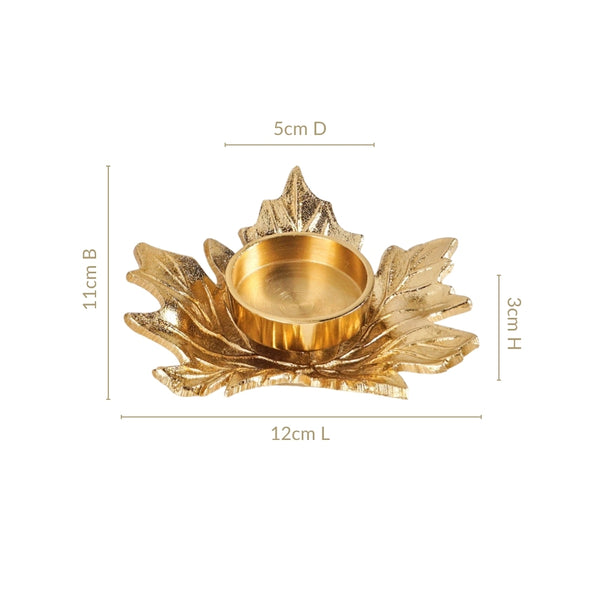 Maple Glow Aluminium Tealight Holder Set Of 2 In Festive Gift Box