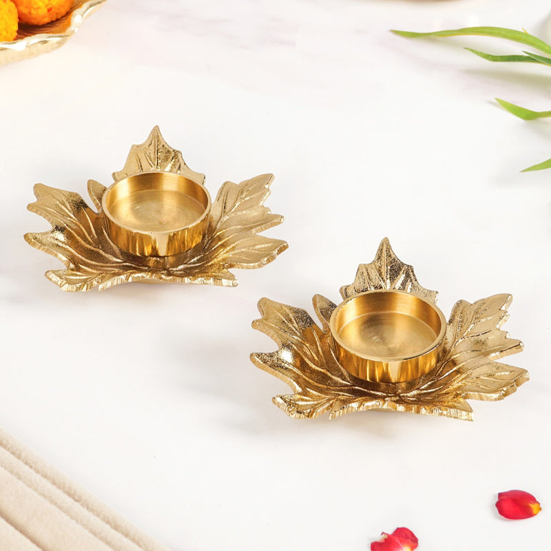 Maple Glow Aluminium Tealight Holder Set Of 2