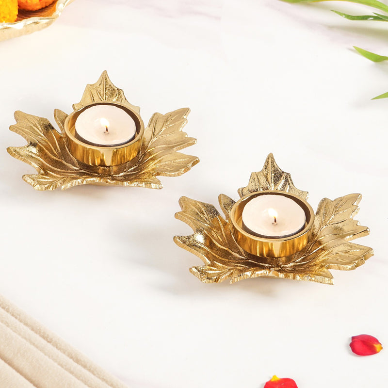 Maple Glow Aluminium Tealight Holder Set Of 2
