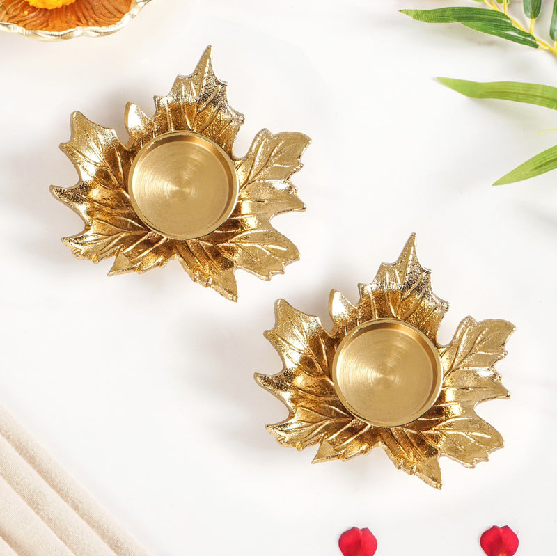 Maple Glow Aluminium Tealight Holder Set Of 2