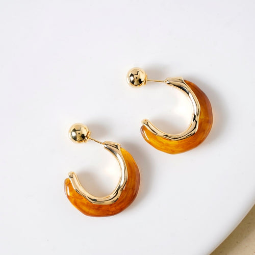 Marble Dreams Hoop Earrings Midnight Copper