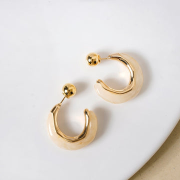 Marble Dreams Hoop Earrings White
