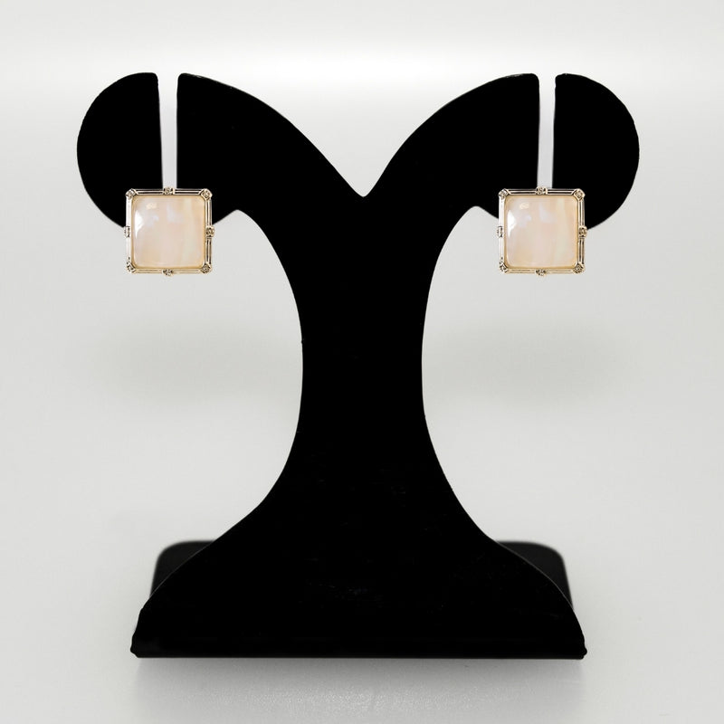 Marble Gemstone Square Stud Earrings