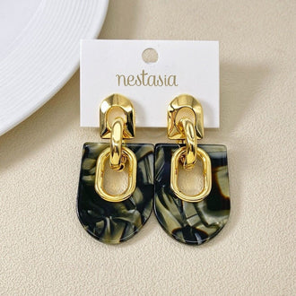 Marbled Arches Earrings Green