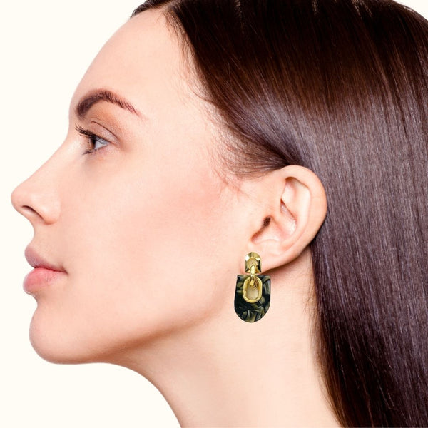 Marbled Arches Earrings Black Green