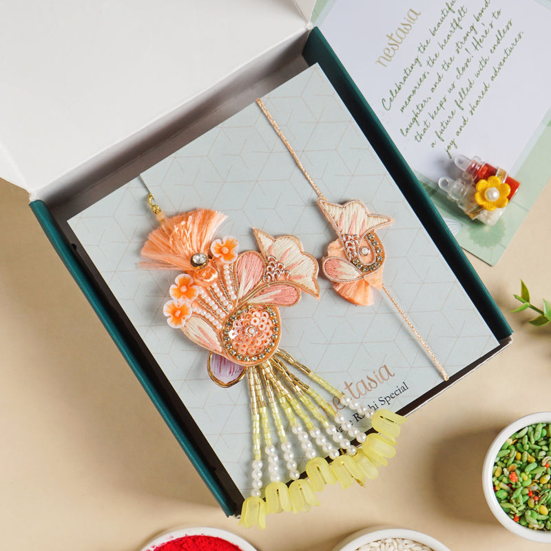 Marigold Bloom Rakhi And Lumba Gift Set