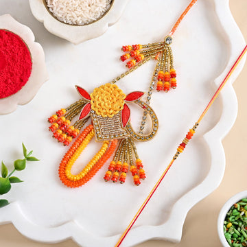 Marigold Grace Rakhi And Lumba Set