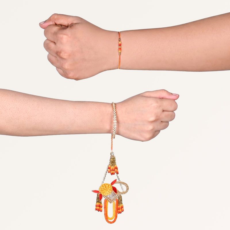 Marigold Grace Rakhi And Lumba Set
