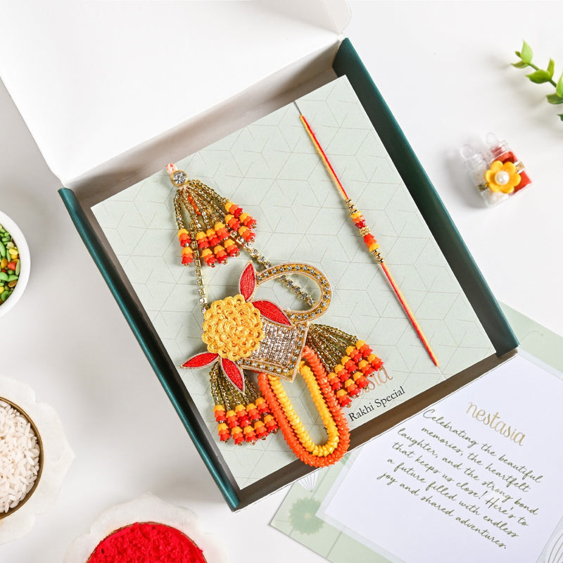 Marigold Grace Rakhi And Lumba Set