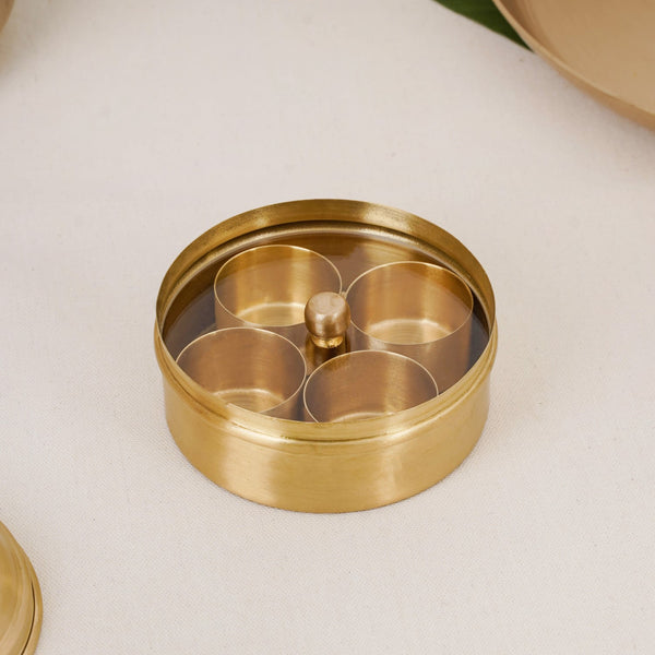 Handcrafted Brass Marigold Mukhwas Box – Spice & Mouth Freshener Holder