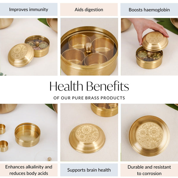 Handcrafted Brass Marigold Mukhwas Box – Spice & Mouth Freshener Holder