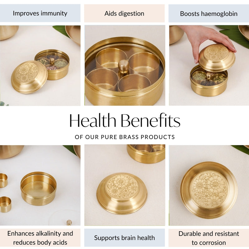 Marigold Memory Pure Brass Mukhwas Box