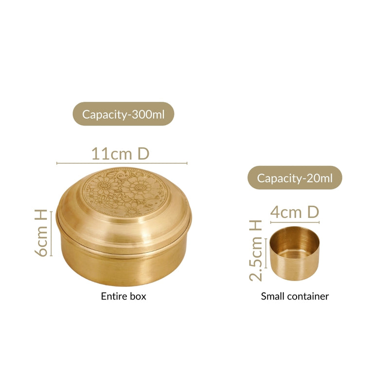 Marigold Memory Pure Brass Mukhwas Box