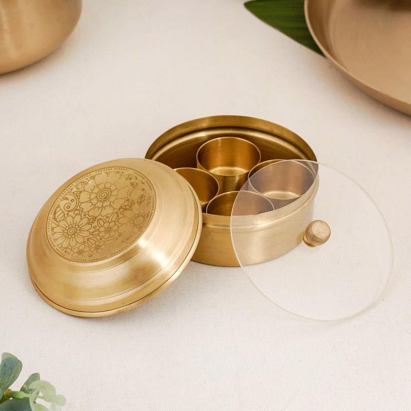 Marigold Memory Pure Brass Mukhwas Box