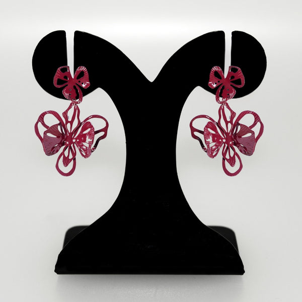 Maroon Floral Abstract Danglers