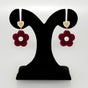 Maroon Flower Pearl Danglers