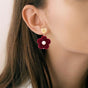 Maroon Flower Pearl Danglers