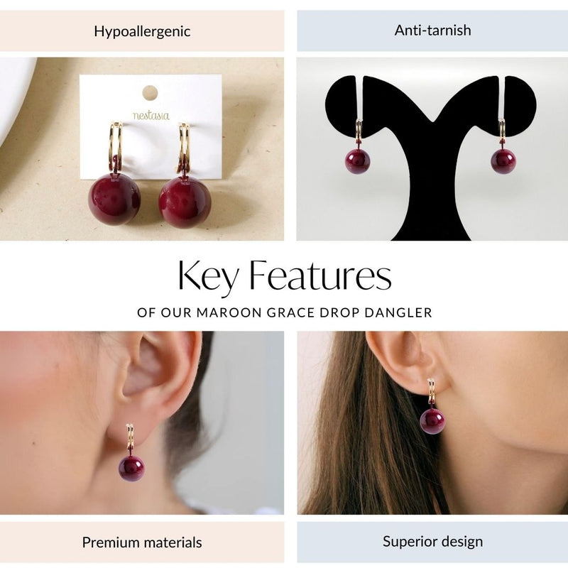 Maroon Grace Drop Dangler