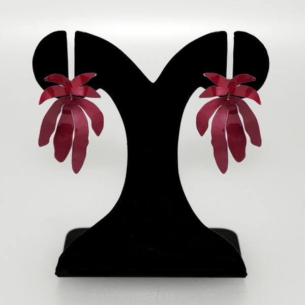 Maroon Palm Leaves Abstract Danglers